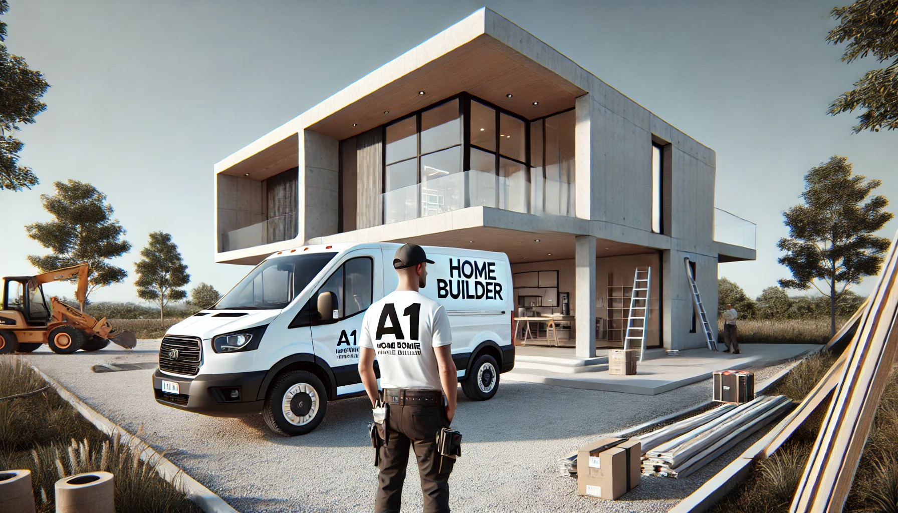 A1 Home Builder general contractor at a modern home construction site in Northridge, California